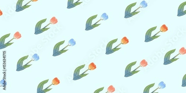 Fototapeta seamless pattern with tulips