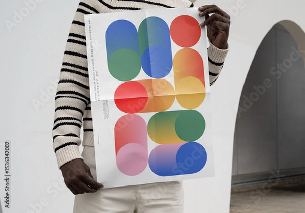 Fototapeta Mockup Of Man And Customizable Poster