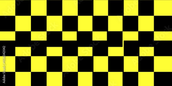 Obraz Checkered pattern tile background. Black and Yellow.vector