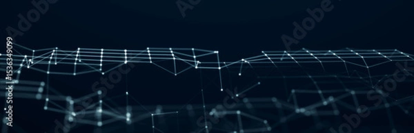 Obraz Technology background. Honeycomb concept. Big data. Hexagonal space with connected dots and lines. 3d