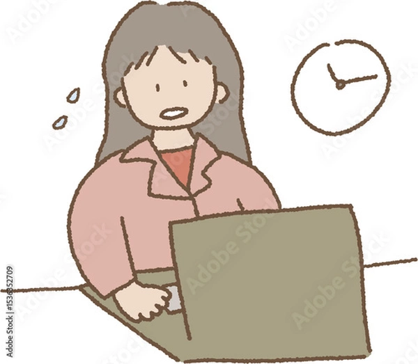 Fototapeta 야근을 하며 바쁜 직장인 여성