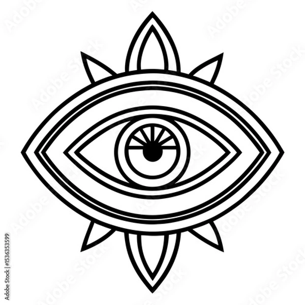 Fototapeta Evil Eye Brooch line art vector