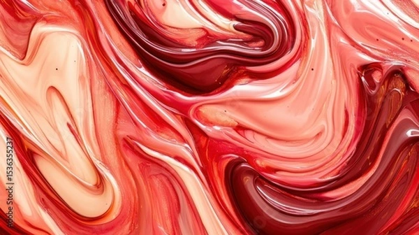 Obraz Vibrant Red and Brown Candy Swirl Pattern with Melting Liquid Texture 