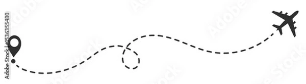 Obraz Airplane line path route travel destination silhouette