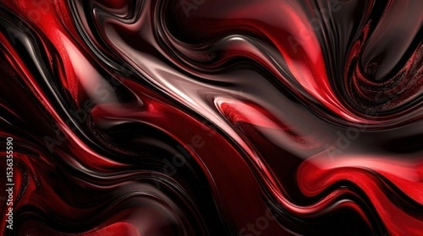 Obraz Vibrant Red and Brown Candy Swirl Pattern with Melting Liquid Texture 