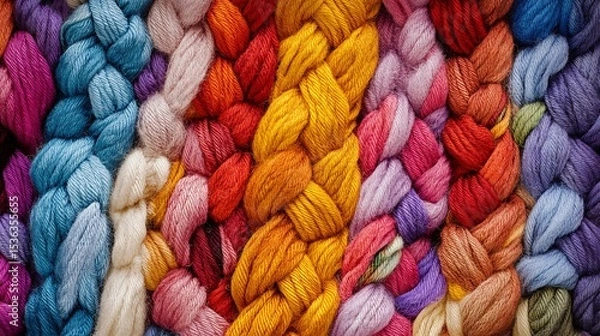 Fototapeta Wool knit texture close-up with natural color palette .