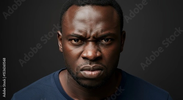 Fototapeta A Portrait of Anger:  Close-up of a Man's Intense Facial Expression