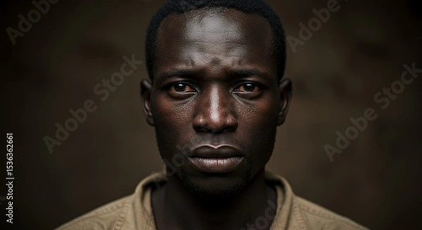 Fototapeta A Man's Gaze: Portrait of Resilience