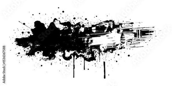 Fototapeta Vector abstract black brush shape white background