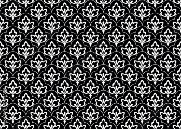 Fototapeta Abstract geometric pattern. A seamless vector background. White and black ornament. Graphic modern pattern. Simple lattice graphic design.