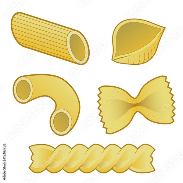 Fototapeta Pasta types in vector illustration