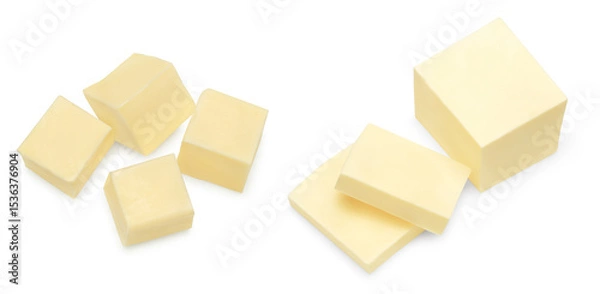 Obraz Pieces of butter isolated on white background. clipping path