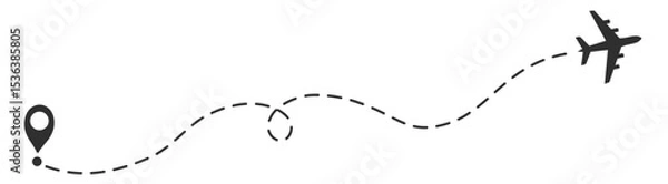 Obraz Airplane line path route travel destination silhouette