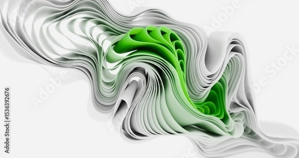 Fototapeta A green and white abstract image with a lot of white cloth stripes. Trendy modern image in Windows 11 style
