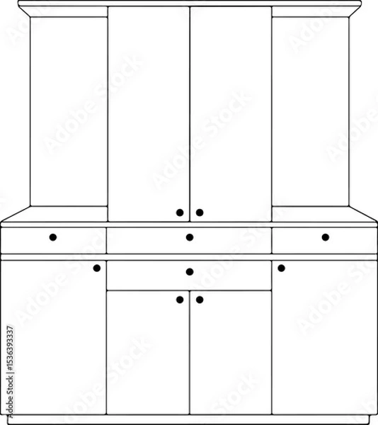 Fototapeta Cabinet Outline silhouette vector flat illustration design.