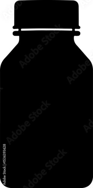 Fototapeta Medicine bottle silhouette vector flat illustration design.