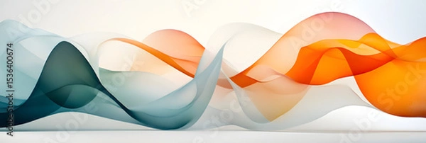 Fototapeta Colorful Abstract Flowing Wave Shapes on White Background- wide banner