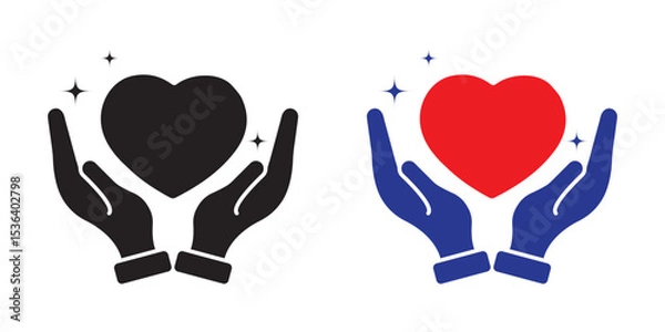 Fototapeta Heart in hand icon showing care and support, perfect for healthcare providers, charities, and community organizations. EPS 10.