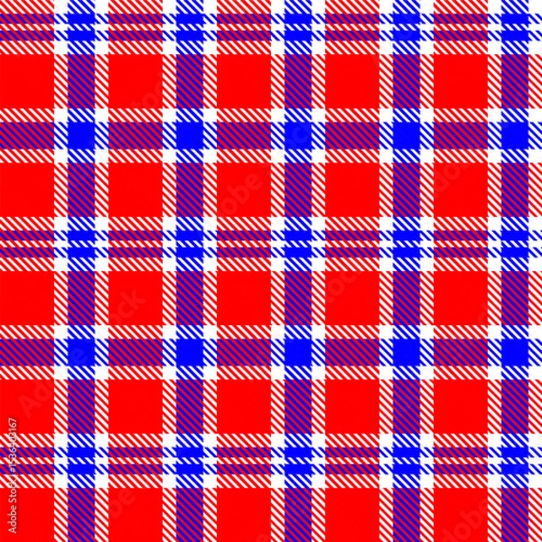 Fototapeta Gingham pattern background. Retro tablecloth texture. Abstract color full of Scott pattern. Pastel gingham seamless background for print on fabric. Vector art