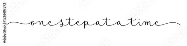 Fototapeta ONE STEP AT A TIME vector brush calligraphy banner with swashes