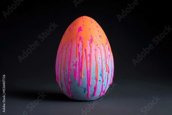 Obraz Neon acrylic painted egg with drip effect