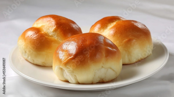 Fototapeta Golden Brown Bread Rolls Neatly Arranged