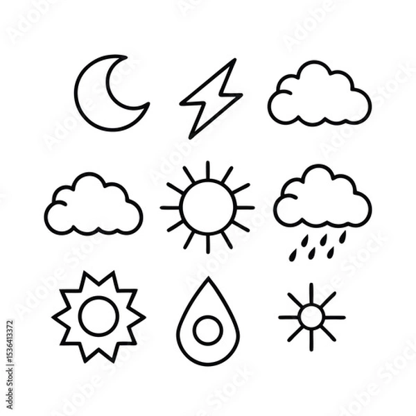 Obraz Single Weather Icon Set High Quality Vector Graphics