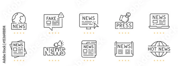 Fototapeta Mass media related line icons. Editable stroke