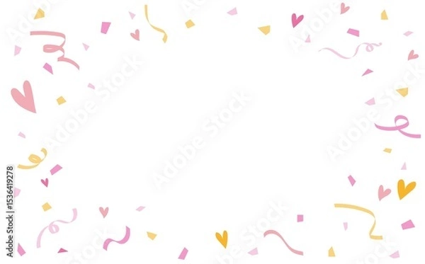 Obraz 紙吹雪のハートフレーム背景素材