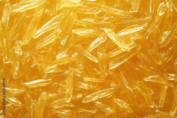 Fototapeta Golden menthol crystals background, close up and detailed picture. Showcasing a refreshing vibe for any health and wellness product.