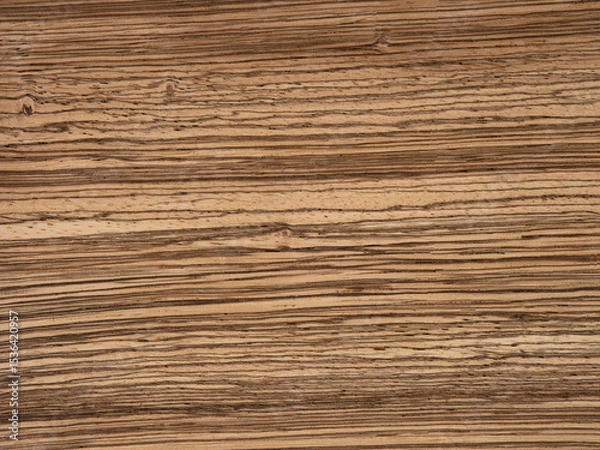 Fototapeta Zebrano veneer with bold striped grain and contrasting wood tones