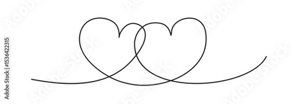 Obraz Heart one line art. Continuous linear love shape, wedding lineart icon, minimalist valentine day