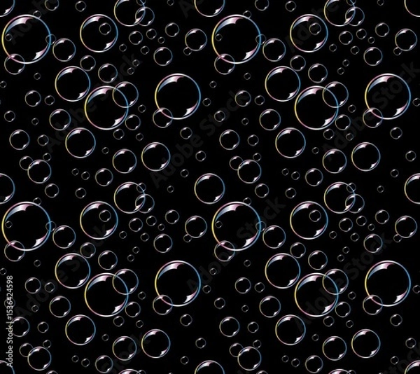 Fototapeta A seamless background with flight of soap bubbles.

