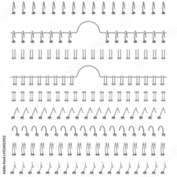 Obraz Detailed 3D wire spine set showing loop transitions, suitable for notebook mockups, design presentations, and binding process demonstrations, ideal for animation, motion design, or industrial