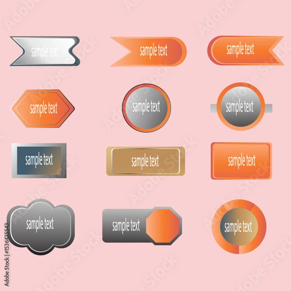 Fototapeta A modern set of vector badges, labels, and ribbons featuring fluid gradients and minimalist designs for promotions.