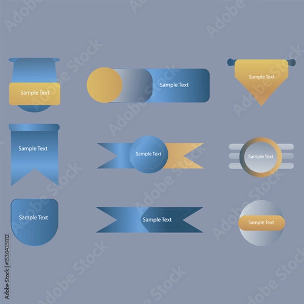 Fototapeta A modern set of vector badges, labels, and ribbons featuring fluid gradients and minimalist designs for promotions.