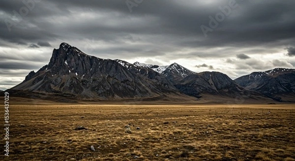 Fototapeta a field with mountains in the background