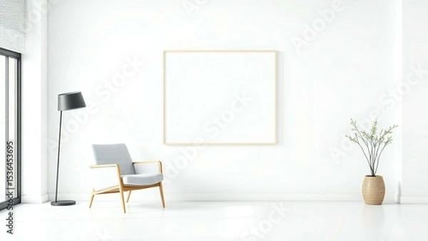 Obraz Minimalist living room mockup with empty frame