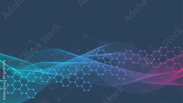 Obraz Structure molecule and communication Dna, atom, neurons. Science concept for your design. Connected lines with dots. Medical, technology, chemistry, science background. Vector illustration.