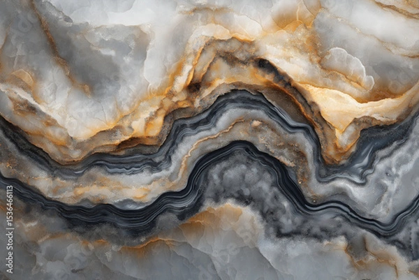 Obraz High-res abstract close-up of marble stone with natural swirls in beige and gray tones. Ultra-photorealistic lighting reveals rich, organic patterns and subtle stone texture.