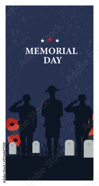 Obraz Memorial Day Vertical Remembrance Vector Art Collection-03