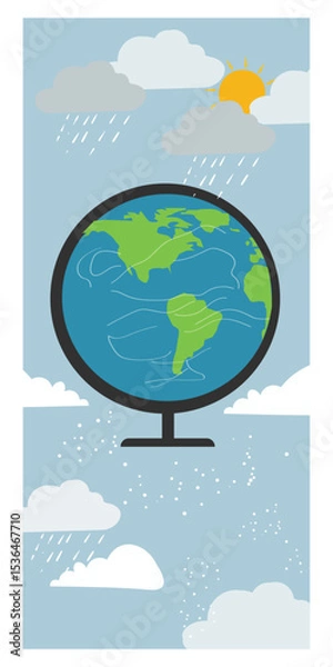 Obraz Varied Weather Illustration for World Meteorological Day with Sun and Storm Clouds-03
