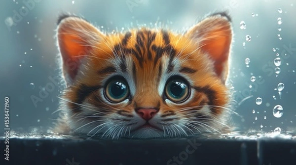 Obraz A small innocent kitten tilting its head staring directly representing cuteness and adorable animal charm