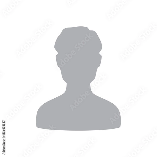 Fototapeta 短髪の中年の男性モノクロシルエットイラスト　グレー