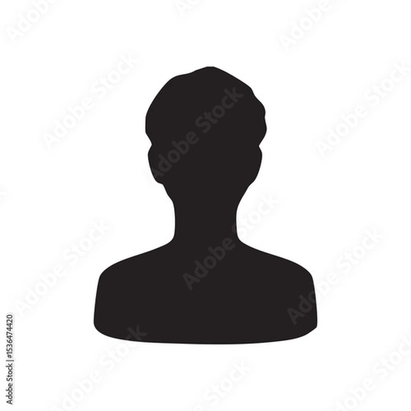 Fototapeta 短髪の男性モノクロ半身シルエットイラスト　黒