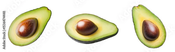 Obraz Freshly sliced avocados showcasing vibrant green flesh and rich brown pits., transparent background