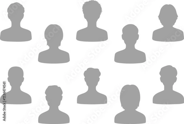 Obraz 男性いろいろモノクロシルエットアイコン　セット　グレー