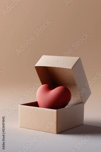Fototapeta Heart-shaped object in open box on gradient background