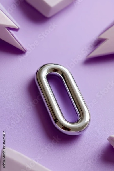 Fototapeta Abstract silver shape on purple background with geometric elements