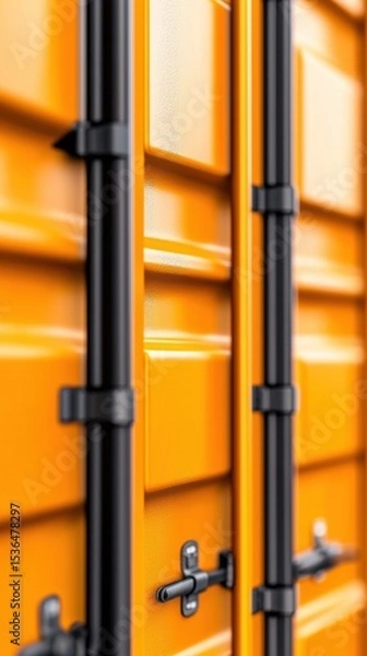 Fototapeta Trade Backbone: Close-up of a Vibrant Orange Shipping Container, International Logistics, Supply Chain, and Cargo Transport Efficiency